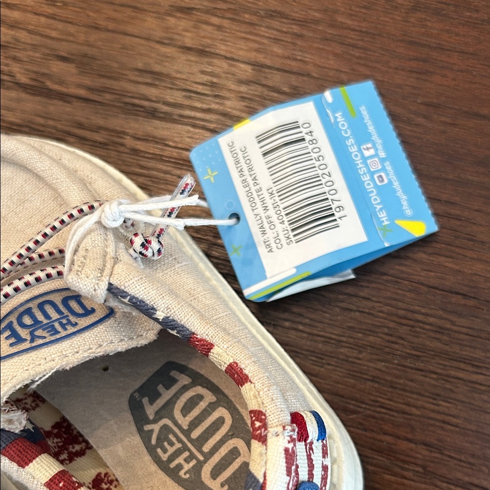 Hey Dude Kids Moccasins - Cream and Blue - Picture 3 of 4